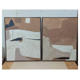 (Set of 2) 24" x 30" Earth Abstract Framed Canvases Brown