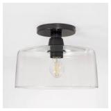 Glass Semi Flushmount Ceiling Light Black