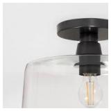 Glass Semi Flushmount Ceiling Light Black