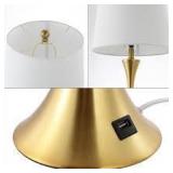 Set of 2 - JONATHAN Y Bennett 22.75" Modern Glam Iron Hourglass LED Table Lamp with USB Charging Port - Gold