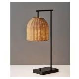 Bahama Antiqued Bronze and Rattan Table Lamp Dark Bronze