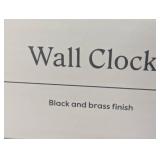 16" Luxe Wall Clock Black/Brass - Threshold™: Sleek Round Design for Home Decor