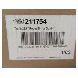 26" Travis Round Wood Accent Wall Mirror - Kate and Laurel All Things Decor - Gold