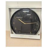 16" Luxe Wall Clock Black/Brass - Threshold™: Sleek Round Design for Home Decor