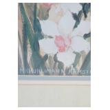 Framed Floral Print. Matted. 29" tall by 33" wide