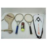 2 Tennis Rackets with Cases and 3 NEW Tennis Balls