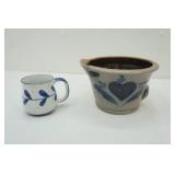 Rowe Pottery Works Batter Bowl 1987 & Stoneware Mug