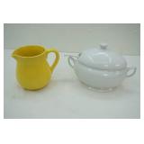 Food Network Porcelain Soup Tureen & Home Essentials Ceramic Yellow Milk Pitcher