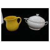 Food Network Porcelain Soup Tureen & Home Essentials Ceramic Yellow Milk Pitcher