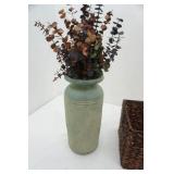 Decorative Planter 14" tall & Woven basket 14"x9.5"x 8"