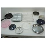 New Broasting Pan, Pie Plates, frying pan, microwave cover, Cooling Rack