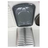 New Broasting Pan, Pie Plates, frying pan, microwave cover, Cooling Rack