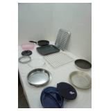 New Broasting Pan, Pie Plates, frying pan, microwave cover, Cooling Rack