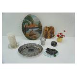 Silver Plated Tray, Mirrored Candle Stand, Vintage & Modern Decor