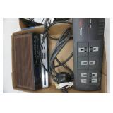 Electronics: Cordless Phone, Power Strip, Night Lights, Headphones, various cords