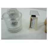 Stoneware Serving Bowl, Jars, Scale, Chopper, Knife Block with 2 Knives and Sharpening steel