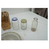 Stoneware Serving Bowl, Jars, Scale, Chopper, Knife Block with 2 Knives and Sharpening steel