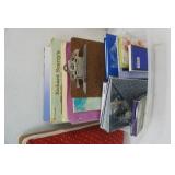 Books, Notebooks, Greeting Cards, Vintage Beanie Lap Table all in small storage container with lid