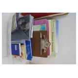 Books, Notebooks, Greeting Cards, Vintage Beanie Lap Table all in small storage container with lid