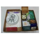 25th Anniversary Plate, Recipe Card Holder, Ceramic Bear, Candle Holder, Paper Doilies and other decor and office supplies