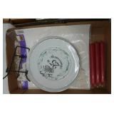 25th Anniversary Plate, Recipe Card Holder, Ceramic Bear, Candle Holder, Paper Doilies and other decor and office supplies