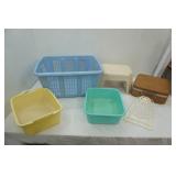 Laundry Basket, Wash Tubs, Hat Shaper, Vintage Suitcase/tape/8-track holder