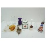 Cookie Jar, Vintage Amber Glass Serving Bowl, vases, Cucco clock and more
