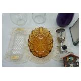 Cookie Jar, Vintage Amber Glass Serving Bowl, vases, Cucco clock and more