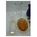 Cookie Jar, Vintage Amber Glass Serving Bowl, vases, Cucco clock and more