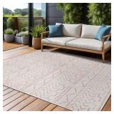 Beige 9 ft. x 12 ft. Waikiki Trellis Modern Indoor Outdoor Area Rug