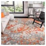 SAFAVIEH Madison Gray/Orange 9 ft. x 12 ft. Geometric Abstract Area Rug