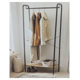 Single Shelf Garment Rack Black Metal with Natural Wood - Brightroom™: Clothing & Coat Rack, Closet Storage Solution