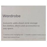 Freestanding Wardrobe Black Metal with Natural Wood - Brightroom™