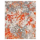 SAFAVIEH Madison Gray/Orange 9 ft. x 12 ft. Geometric Abstract Area Rug
