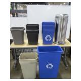 Mixed Lot of Trash and Recycling Receptacles