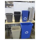 Mixed Lot of Trash and Recycling Receptacles