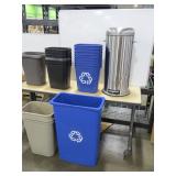 Mixed Lot of Trash and Recycling Receptacles