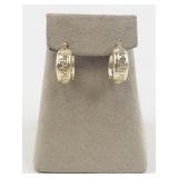 Greek Key 14K Yellow Gold Hinged Wire Hoop Earrings. ***Estimated Replacement Value $499***