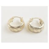 Greek Key 14K Yellow Gold Hinged Wire Hoop Earrings. ***Estimated Replacement Value $499***