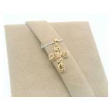 10k Yellow & Rose Gold Filigree Cross Pendant (No Chain).
