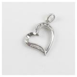 14k White Gold Diamond Heart Pendant (No Chain).