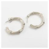 Tiffany & Co. Sterling Silver Bamboo Hoop Earrings. ***Estimated Replacement Value $350***