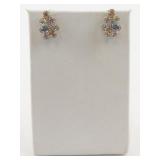 EFFY  Multi-Sapphire (2-1/2 Ct. Tw) & Diamond (1/5 Ct. Tw) Flower 14K Yellow Gold Stud Earrings . ***Estimated Replacement Value $1350***