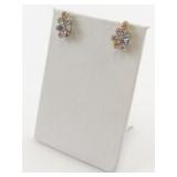 EFFY  Multi-Sapphire (2-1/2 Ct. Tw) & Diamond (1/5 Ct. Tw) Flower 14K Yellow Gold Stud Earrings . ***Estimated Replacement Value $1350***