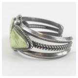 Unmarked (Navajo) Three Stone (Sonoran Gold Turquoise?) Sterling Silver Cuff Bracelet.