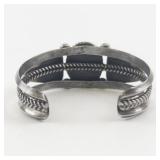 Unmarked (Navajo) Three Stone (Sonoran Gold Turquoise?) Sterling Silver Cuff Bracelet.