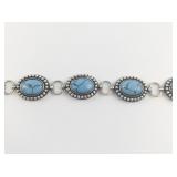 Turquoise Sterling Silver Link Bracelet.