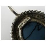 Turquoise Sterling Silver Link Bracelet.