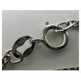 Marcasite & Onyx Sterling Silver Pendant Necklace .