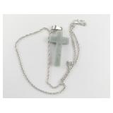 Adventurine Sterling Silver Cross Necklace.